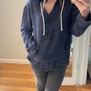 Lagaci 100% cotton V neck hoodie, size XL, navy with white pinstripes, M, L, XL